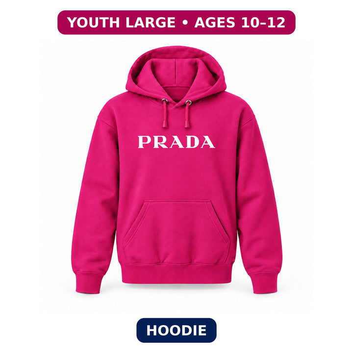 Prada - Youth Large Hoodie (Ages 10–12) | Color: Hot Pink