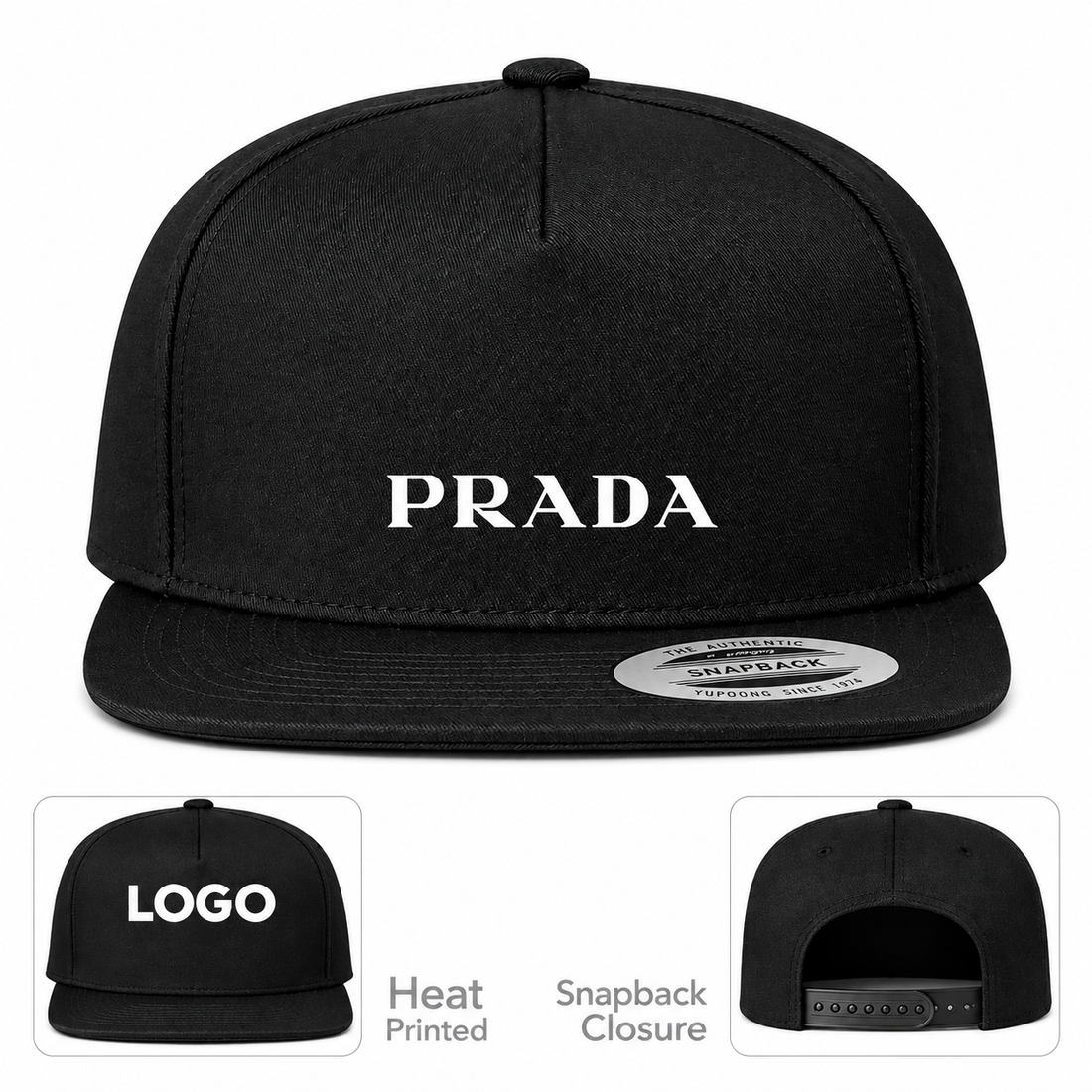 Prada Snapback Hat | Color: Black | Image 1