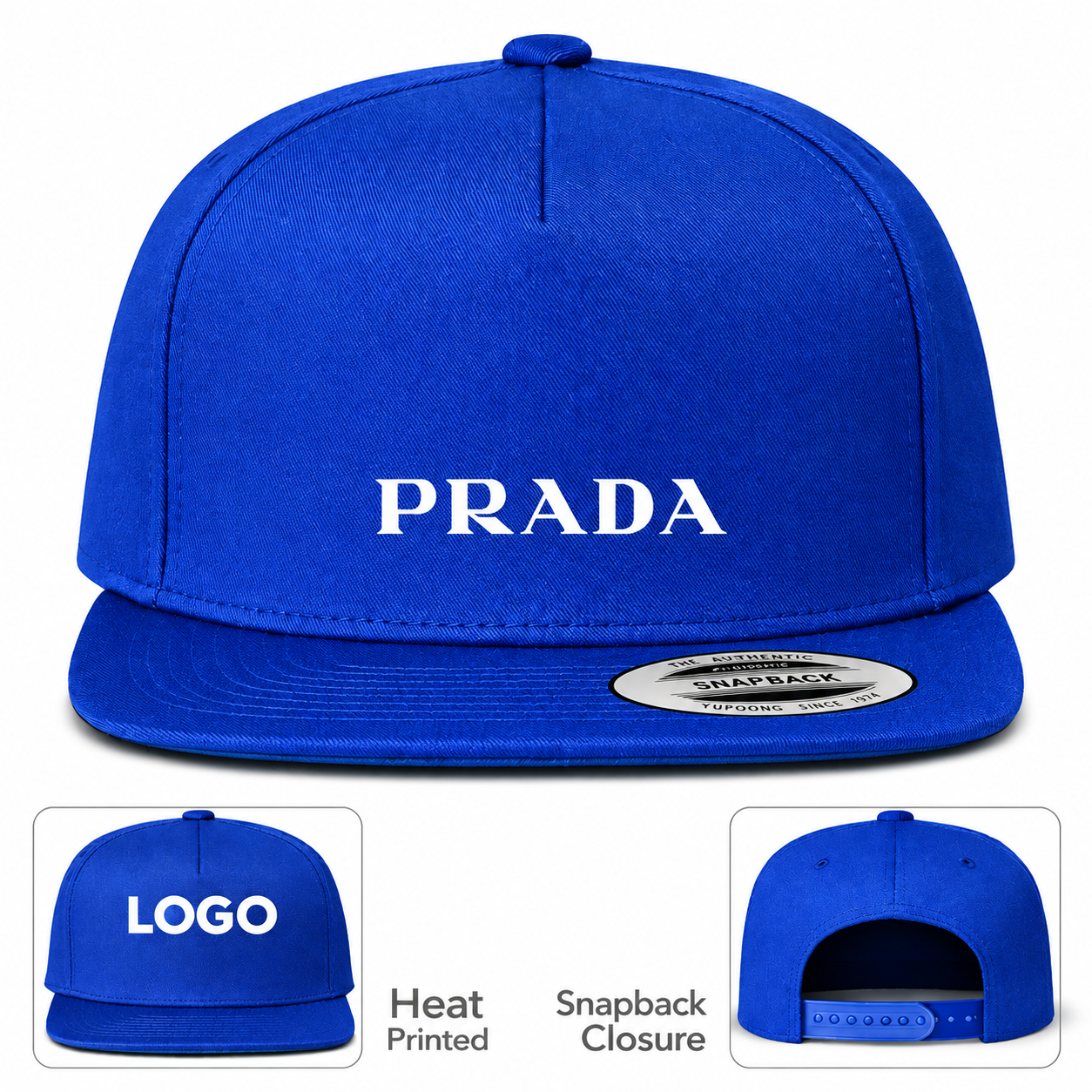Prada Snapback Hat | Color: Blue | Image 1