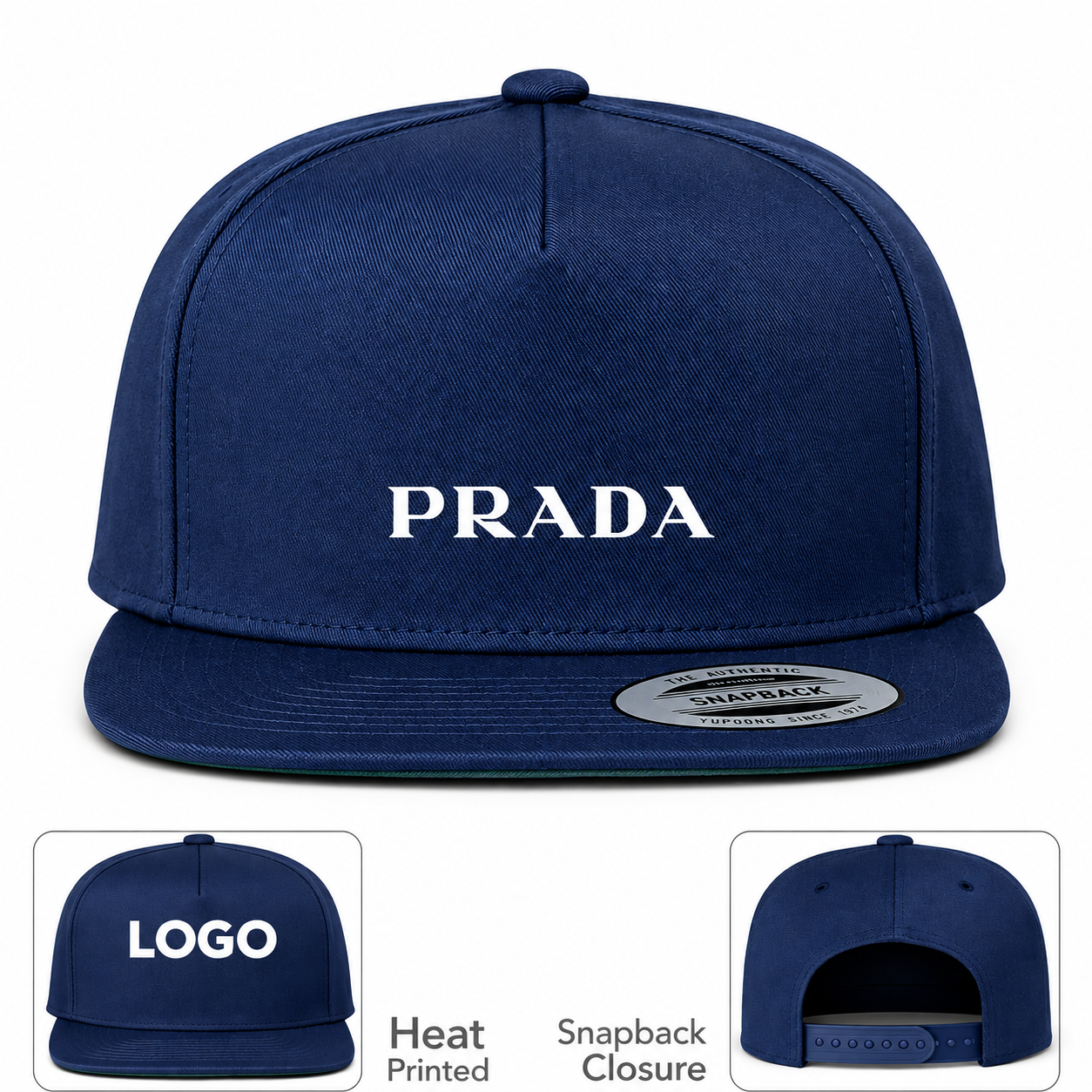 Prada Snapback Hat | Color: Navy | Image 1