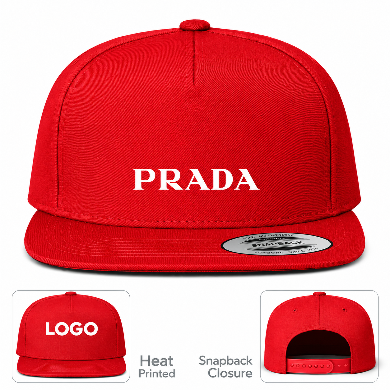 Prada Snapback Hat | Color: Red | Image 1