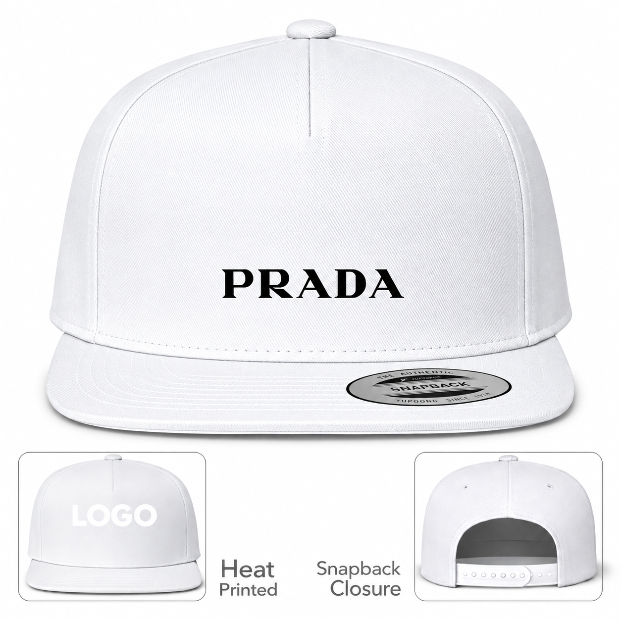 Prada Snapback Hat | Color: White | Image 1