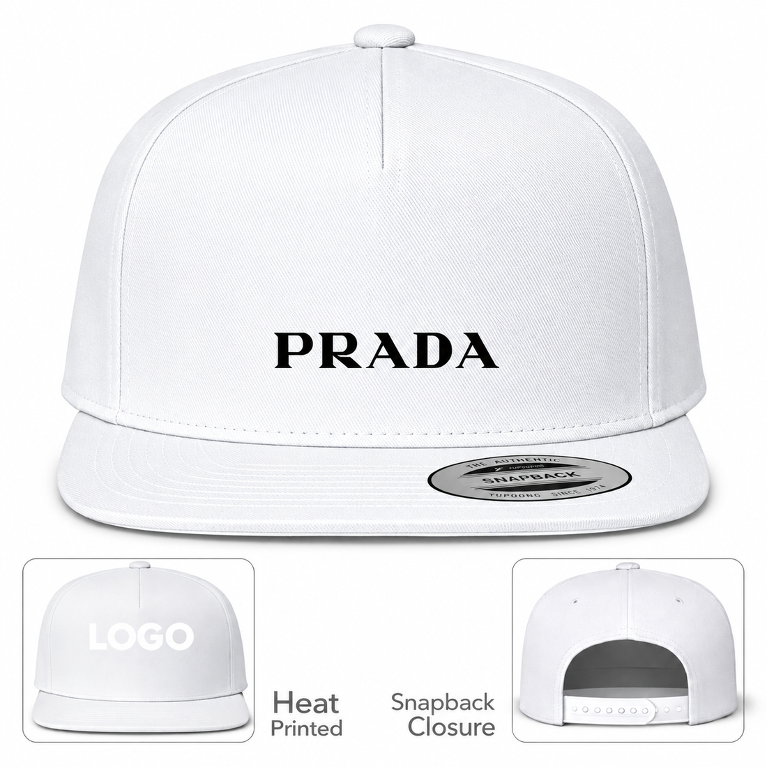 Prada Snapback Hat | Color: White | Image 1