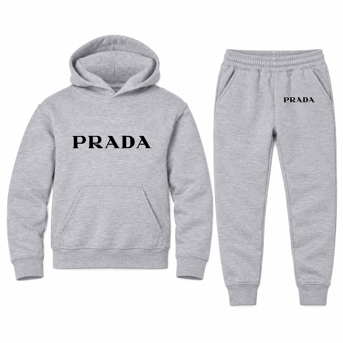 Prada Youth Hoodie Jogger Set | Sports Grey | Youth Large, ages 10–12
