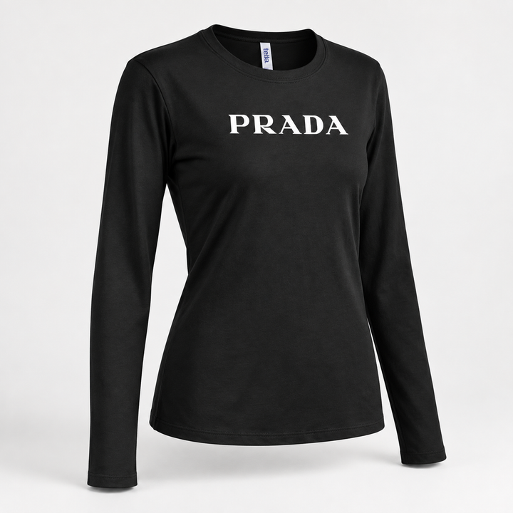 Women's Prada Long Sleeve T-Shirt – Black hero