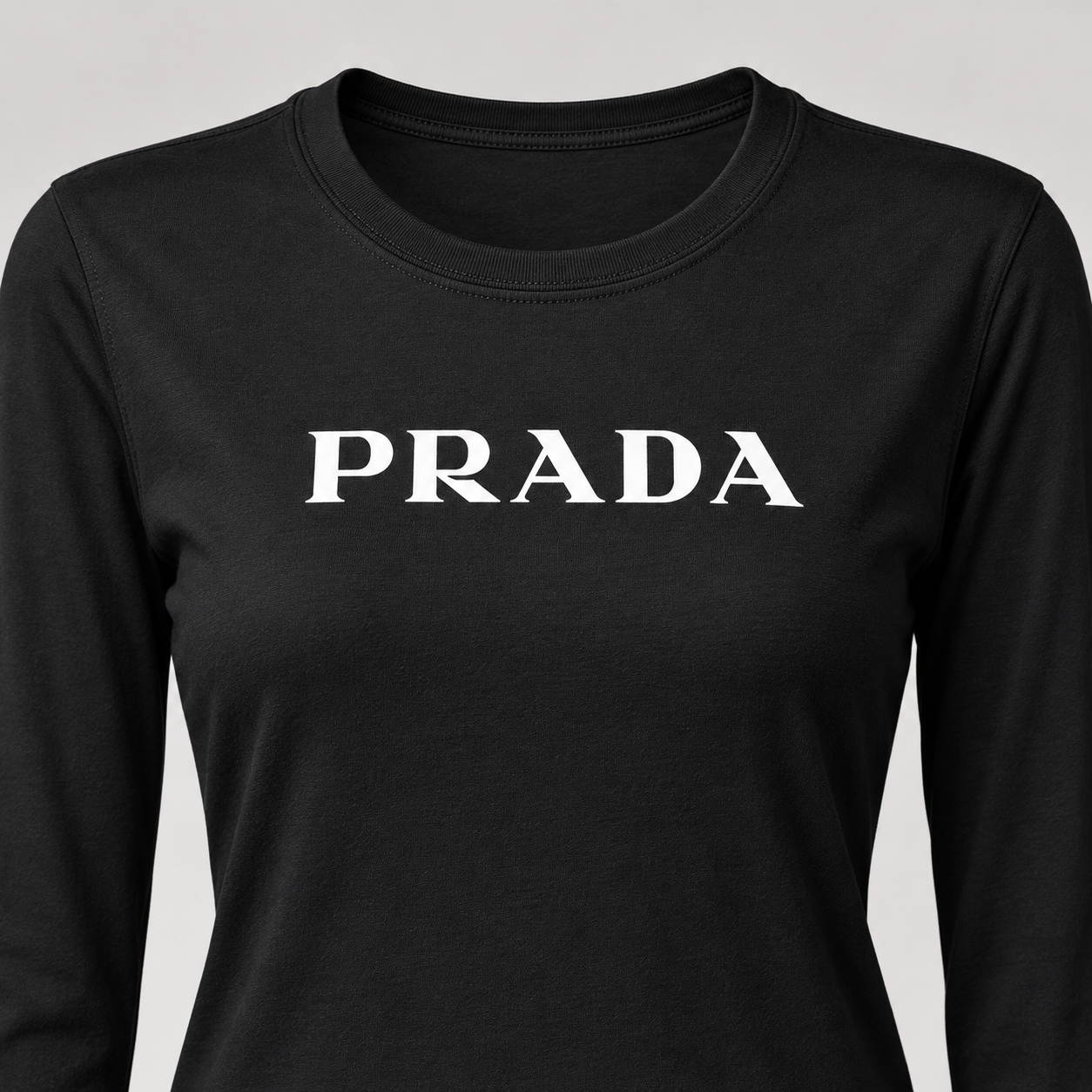 Women's Prada Long Sleeve T-Shirt – Black detail