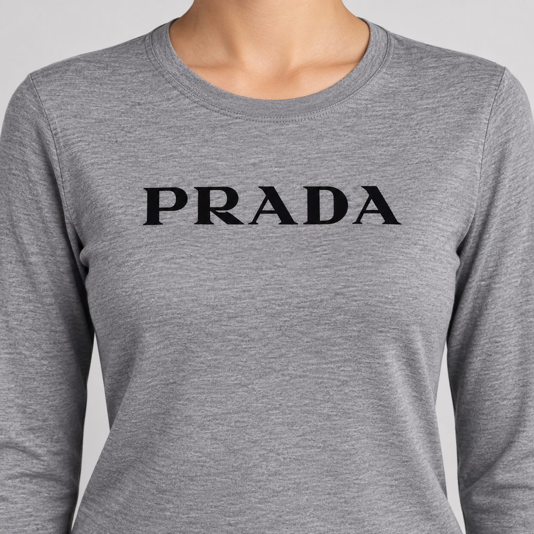 Women's Prada Long Sleeve T-Shirt – Grey detail