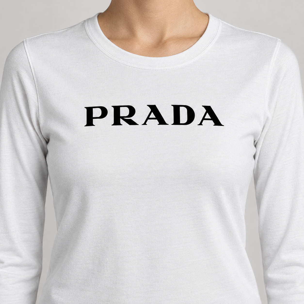 Women's Prada Long Sleeve T-Shirt – White detail