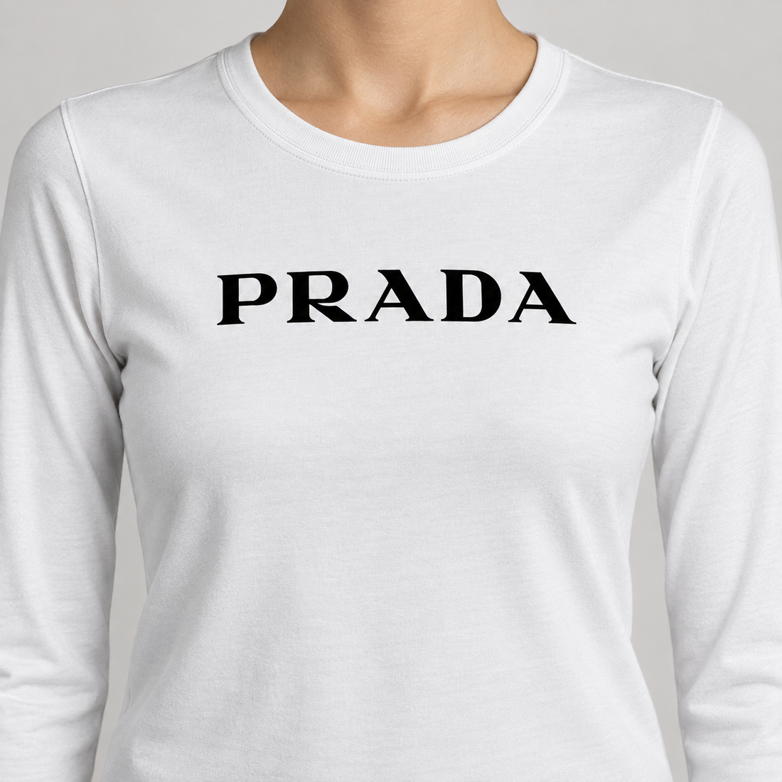 Women's Prada Long Sleeve T-Shirt – White detail