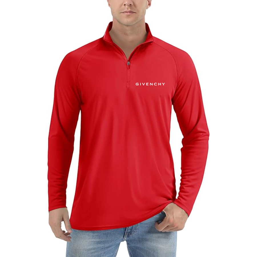Men’s Givenchy Lightweight Quarter-Zip Athletic Shirt – Long Sleeve Polyester Wear