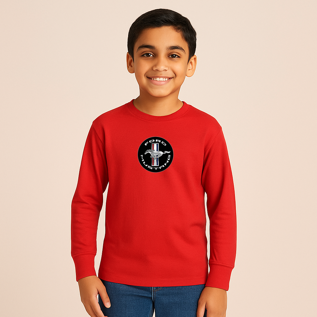 Youth Kids Ford Mustang Motorsport Supercars Long Sleeve T-Shirt