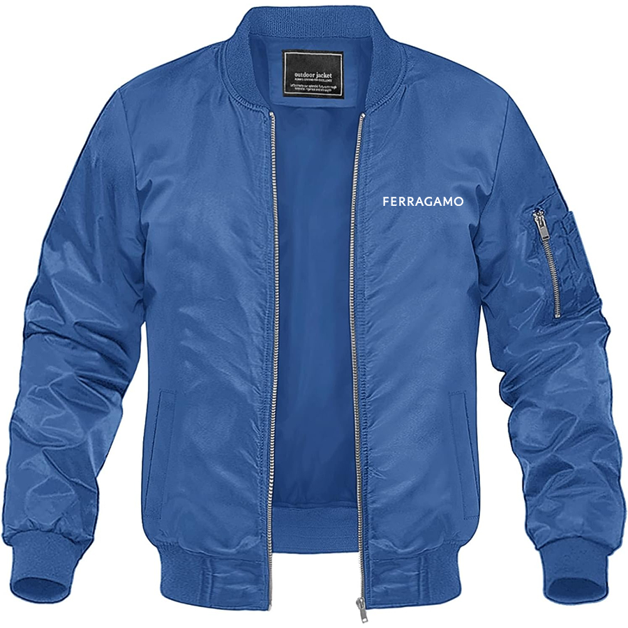 Men's Ferragamo Lightweight Bomber Jacket Windbreaker Softshell Varsity Jacket Coat