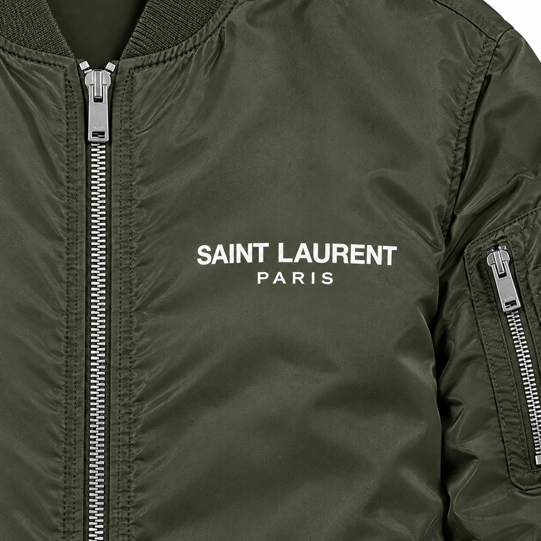 Men's Saint Laurent Lightweight Bomber Jacket | Color: Army Green | Image 2