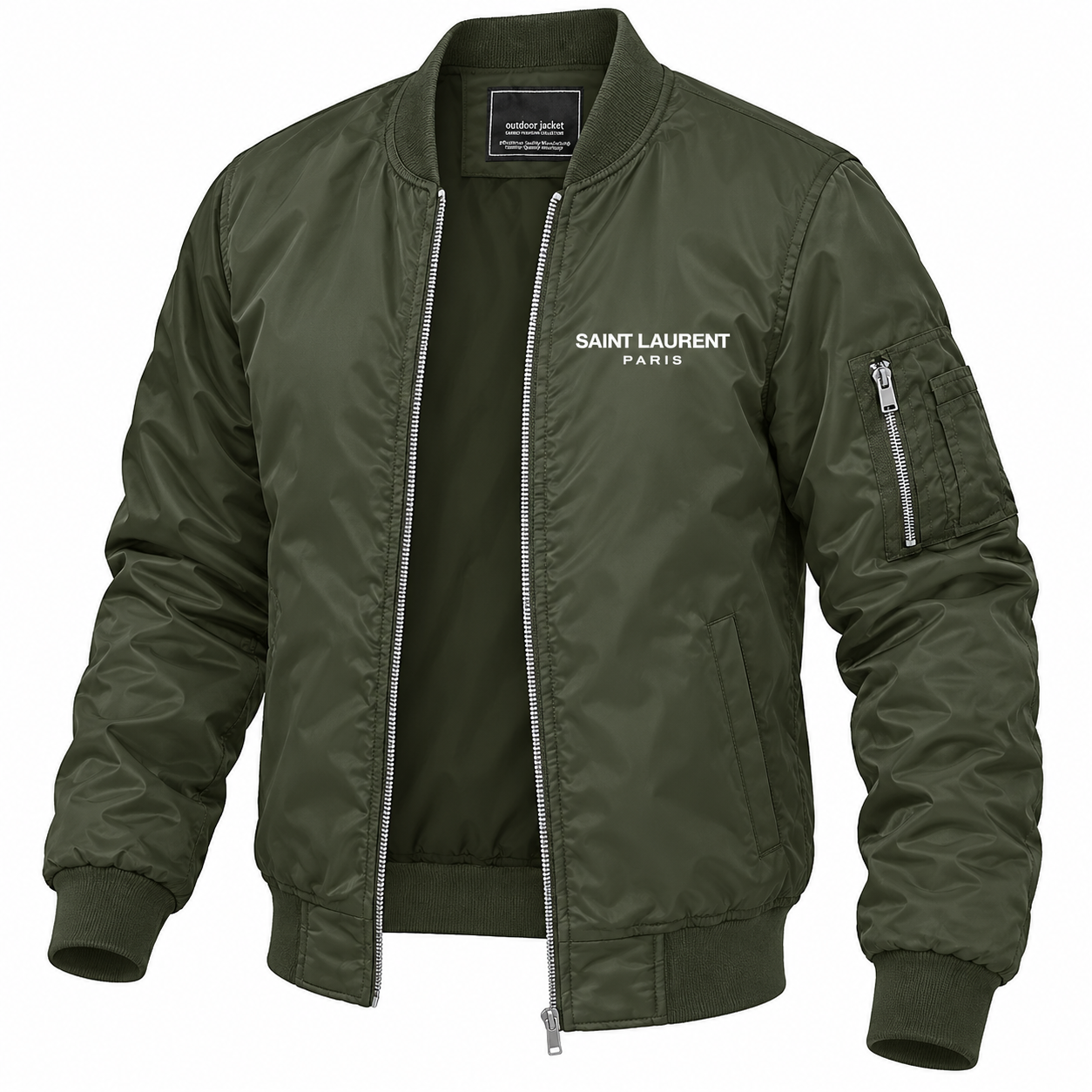 Men's Saint Laurent Lightweight Bomber Jacket | Color: Army Green | Image 4