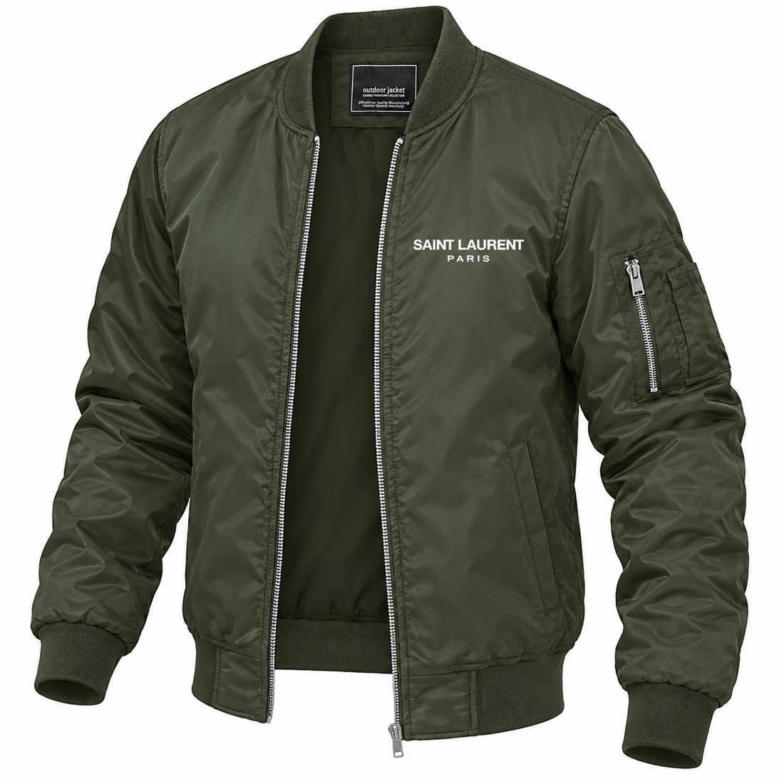 Men's Saint Laurent Lightweight Bomber Jacket | Color: Army Green | Image 4