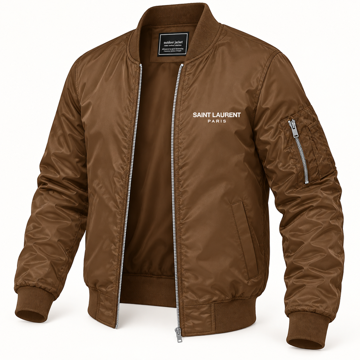 Men's Saint Laurent Lightweight Bomber Jacket | Color: Brown | Image 4