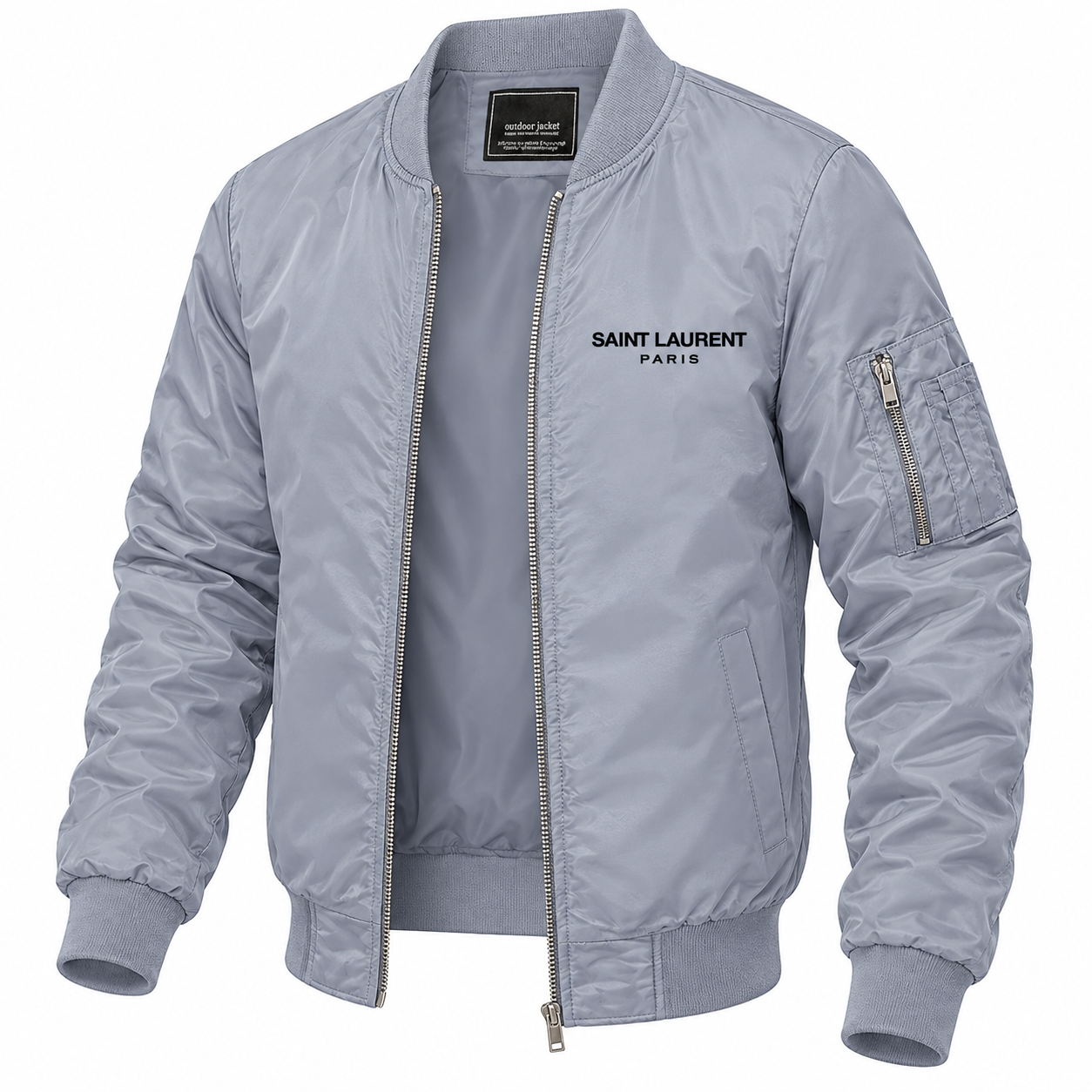 Men's Saint Laurent Lightweight Bomber Jacket | Color: Grey | Image 4