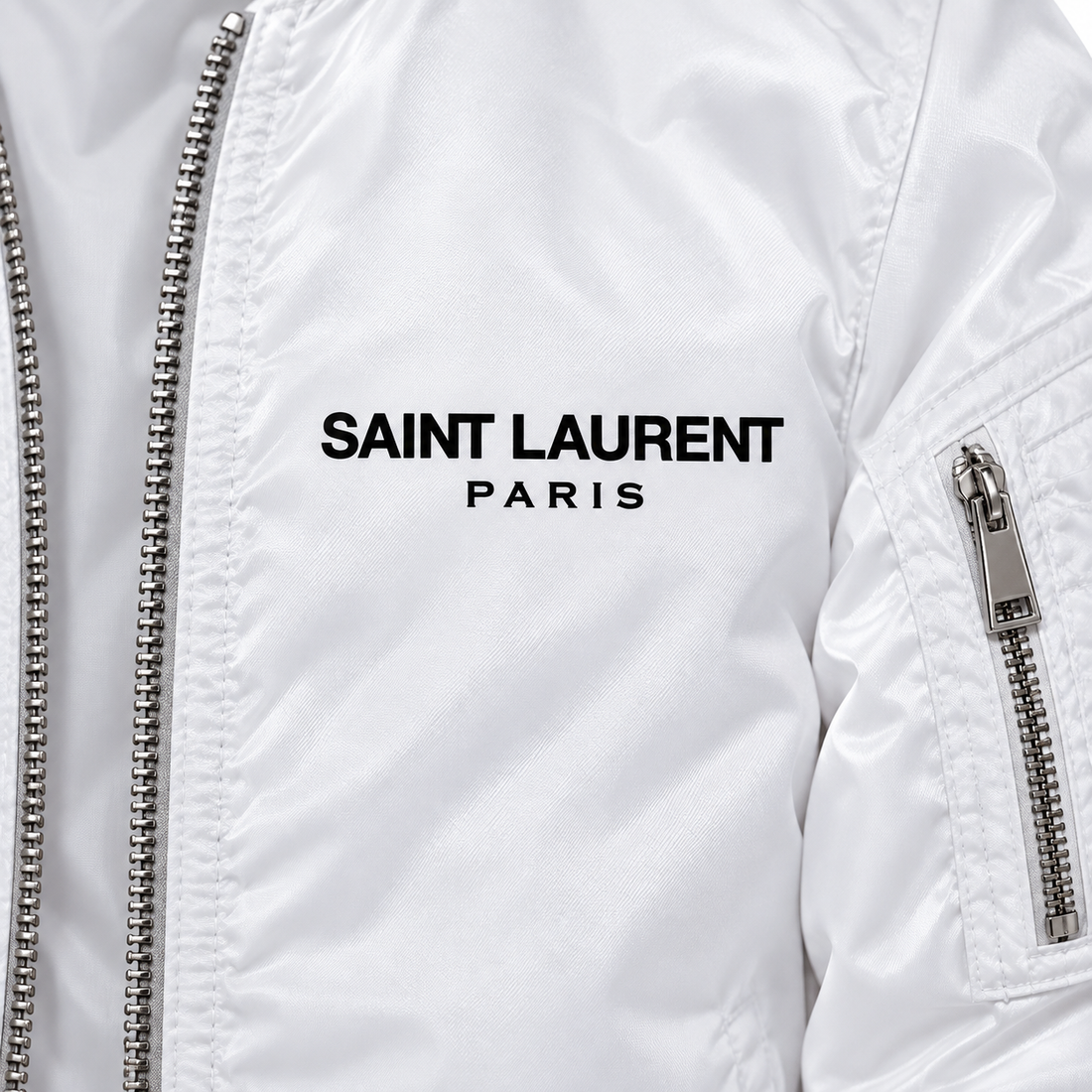 Men's Saint Laurent Lightweight Bomber Jacket | Color: White | Image 2