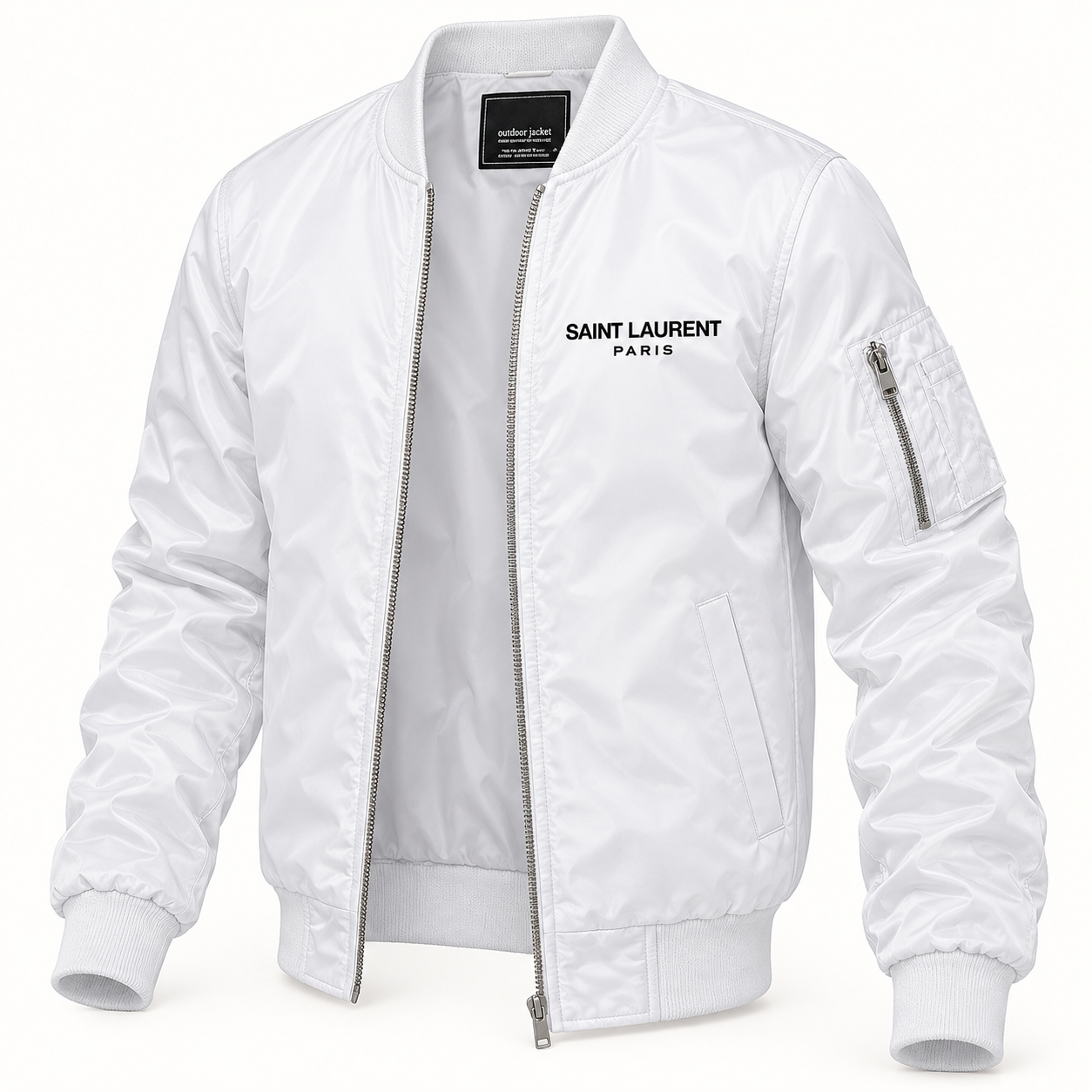 Men's Saint Laurent Lightweight Bomber Jacket | Color: White | Image 4