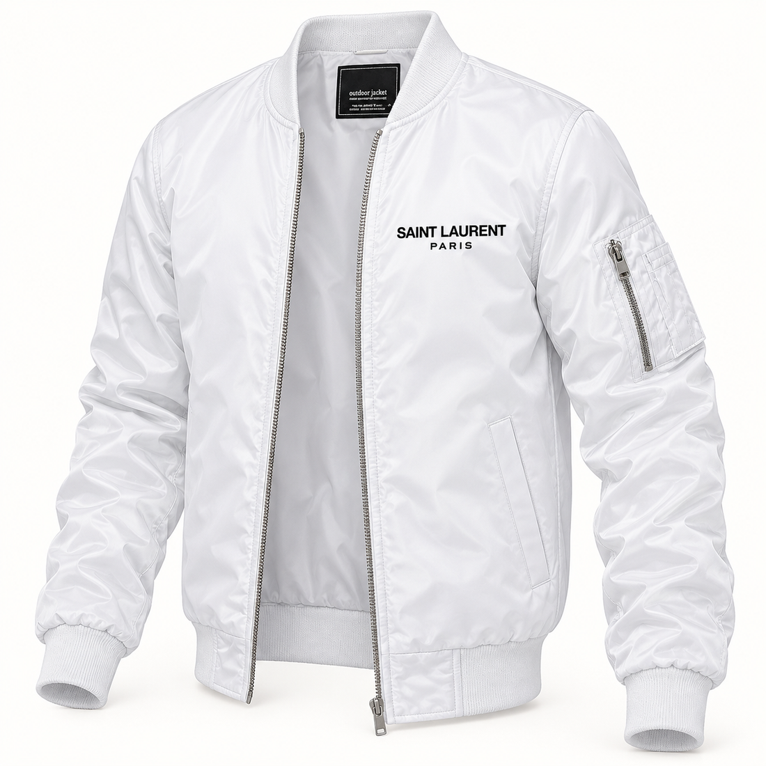 Men's Saint Laurent Lightweight Bomber Jacket | Color: White | Image 4