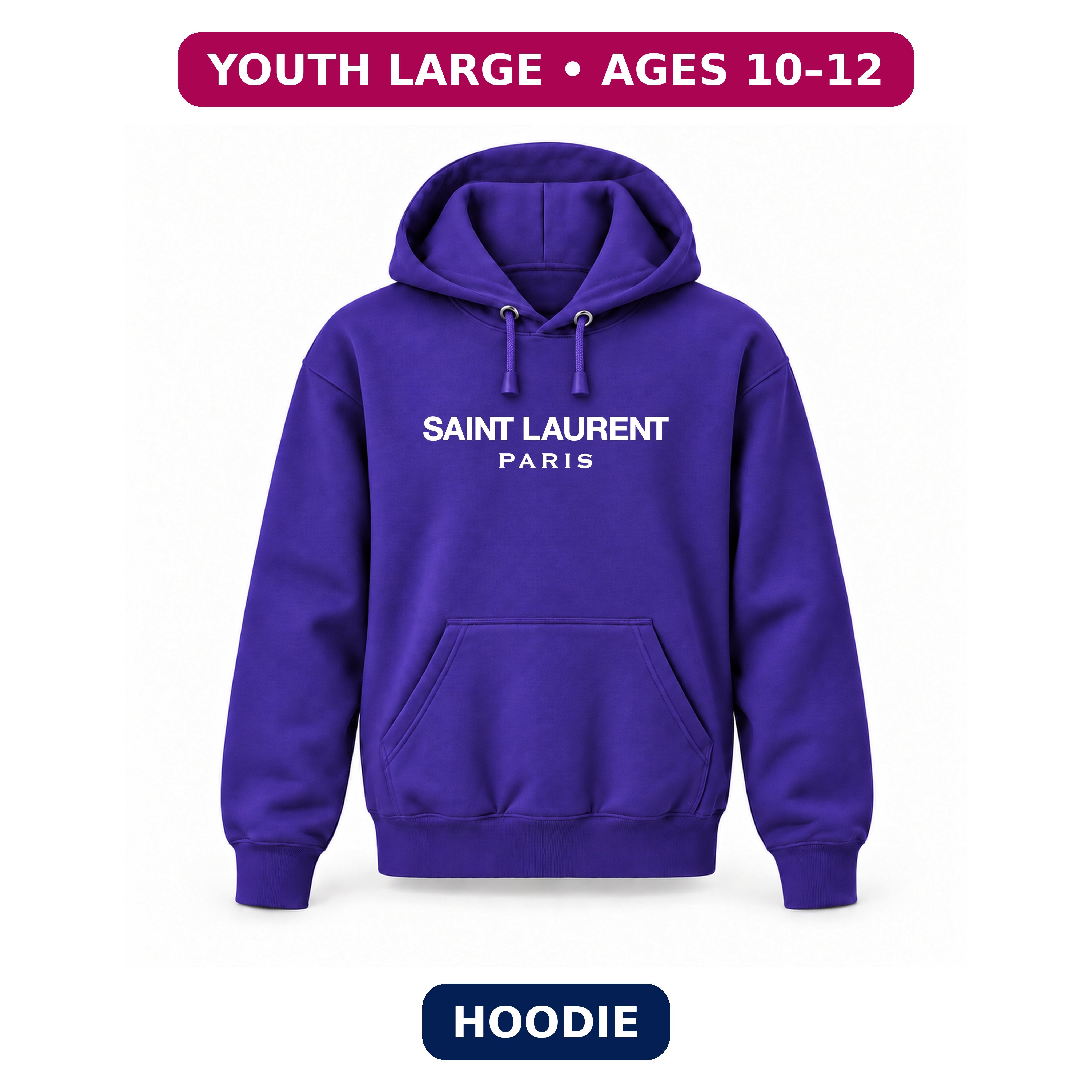 Saint Laurent - Youth Large Hoodie (Ages 10–12) | Color: Purple