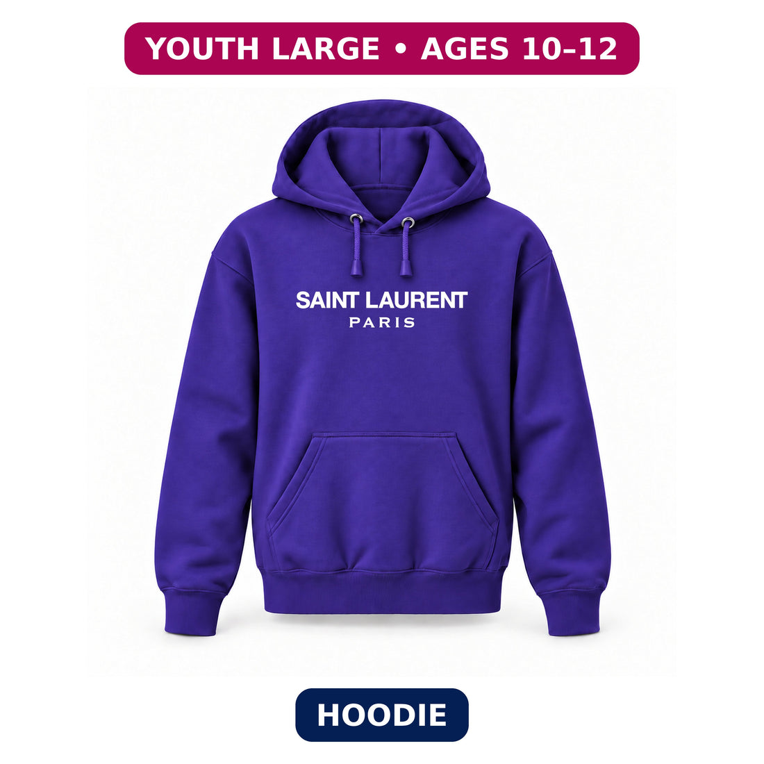 Saint Laurent - Youth Large Hoodie (Ages 10–12) | Color: Purple