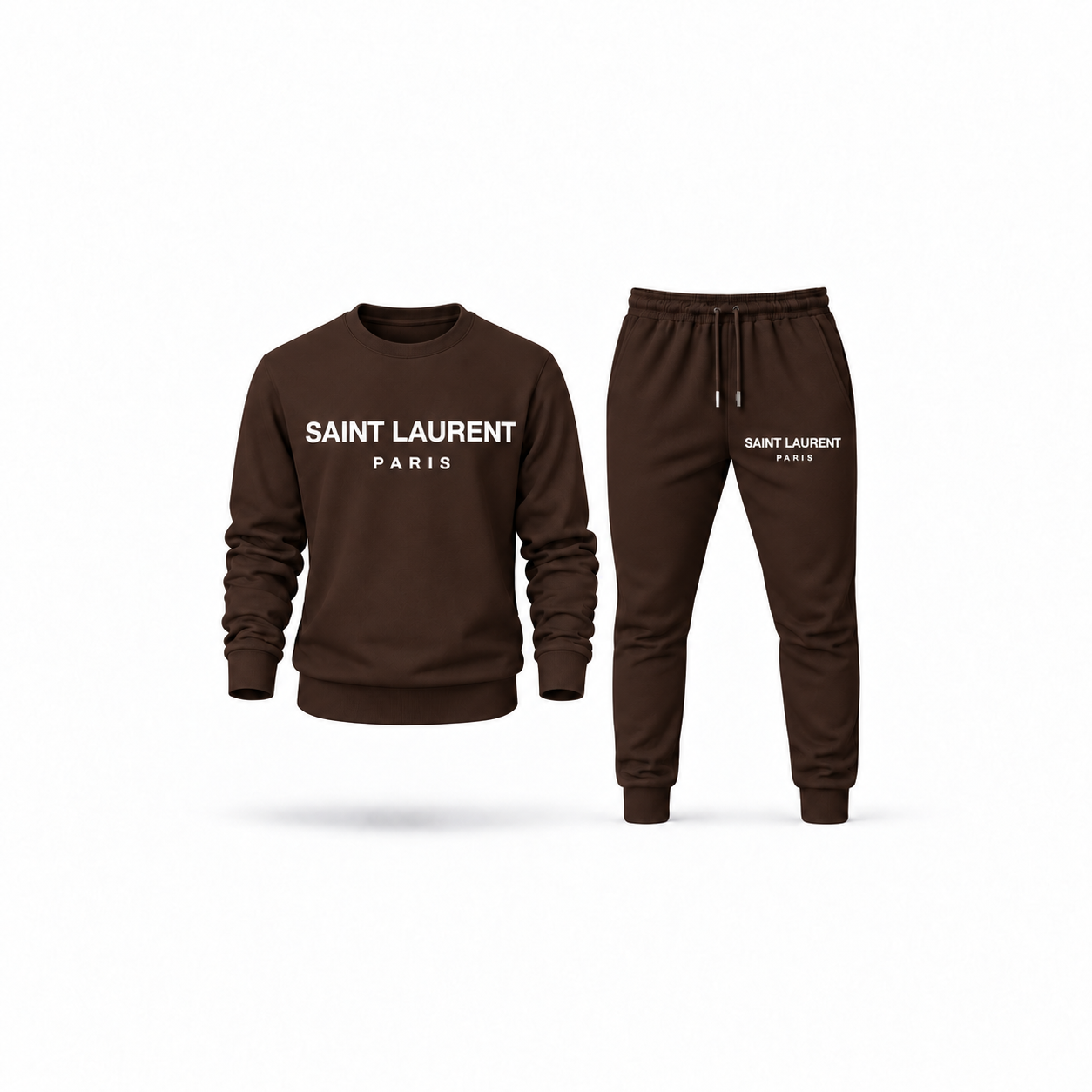Men's Saint Laurent Sweatshirt Joggers Set | Color: Brown | Main