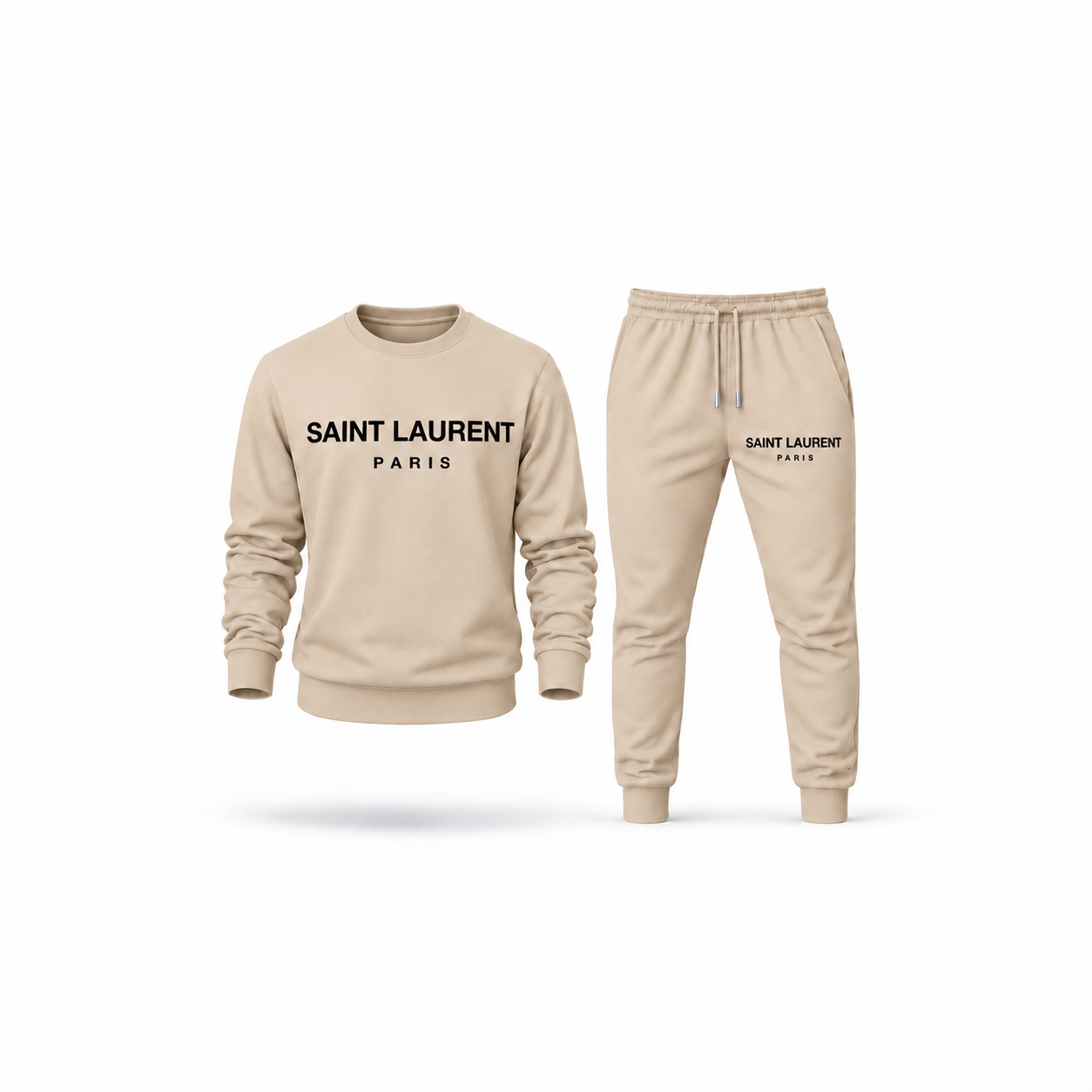 Men's Saint Laurent Sweatshirt Joggers Set | Color: Tan | Main