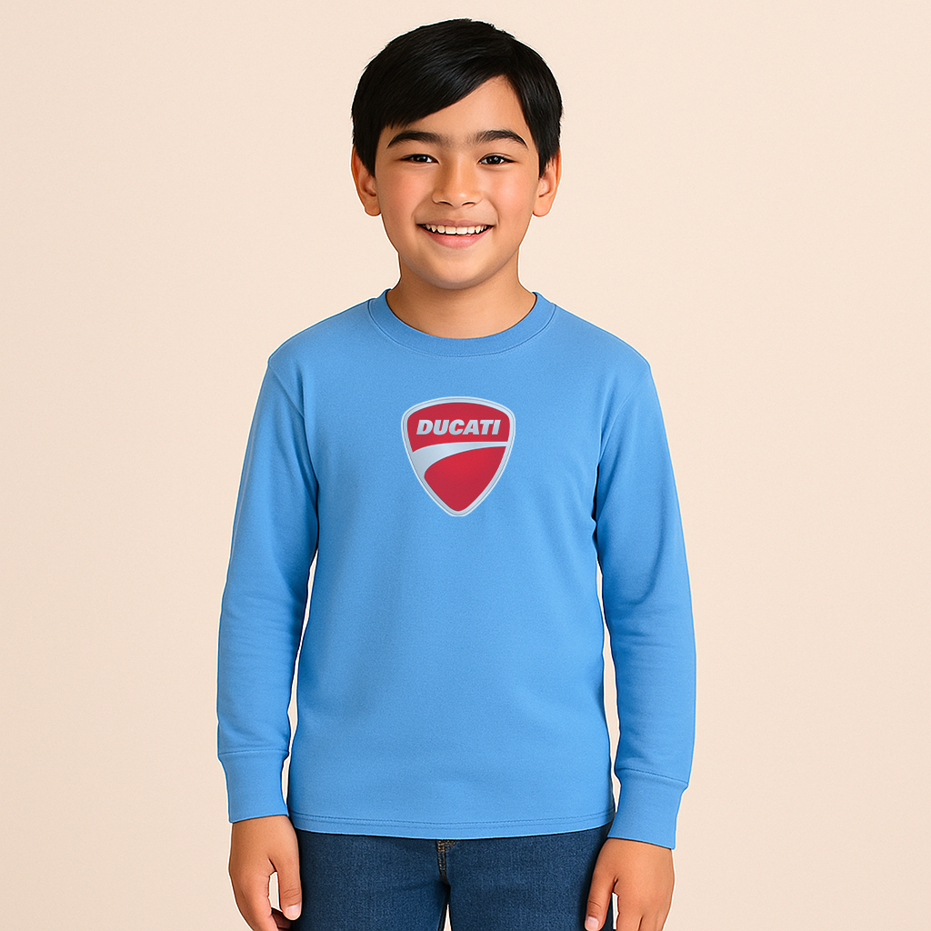 Youth Kids Ducati Motorcycle Car Long Sleeve T-Shirt