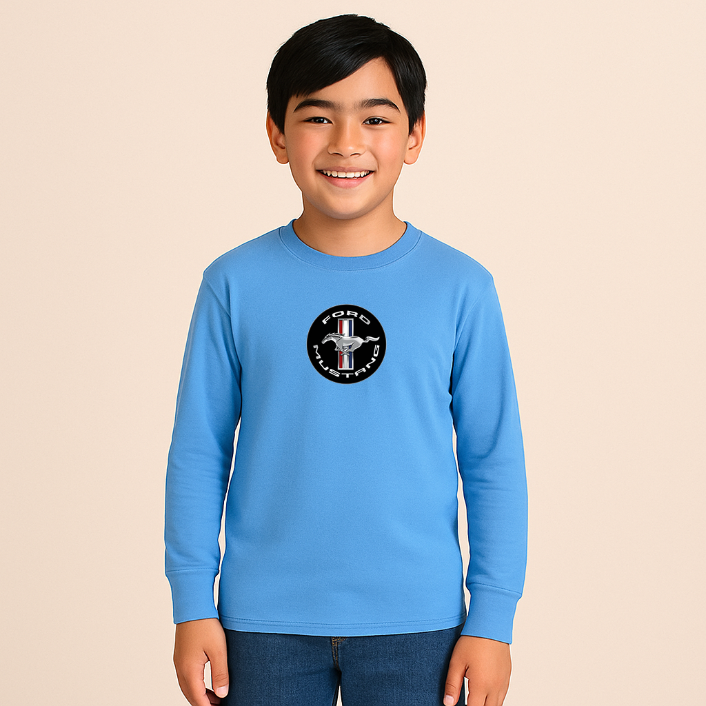 Youth Kids Ford Mustang Motorsport Supercars Long Sleeve T-Shirt