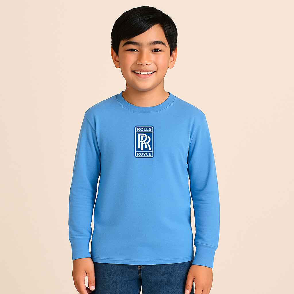 Youth Kids Rolls Royce Car Long Sleeve T-Shirt