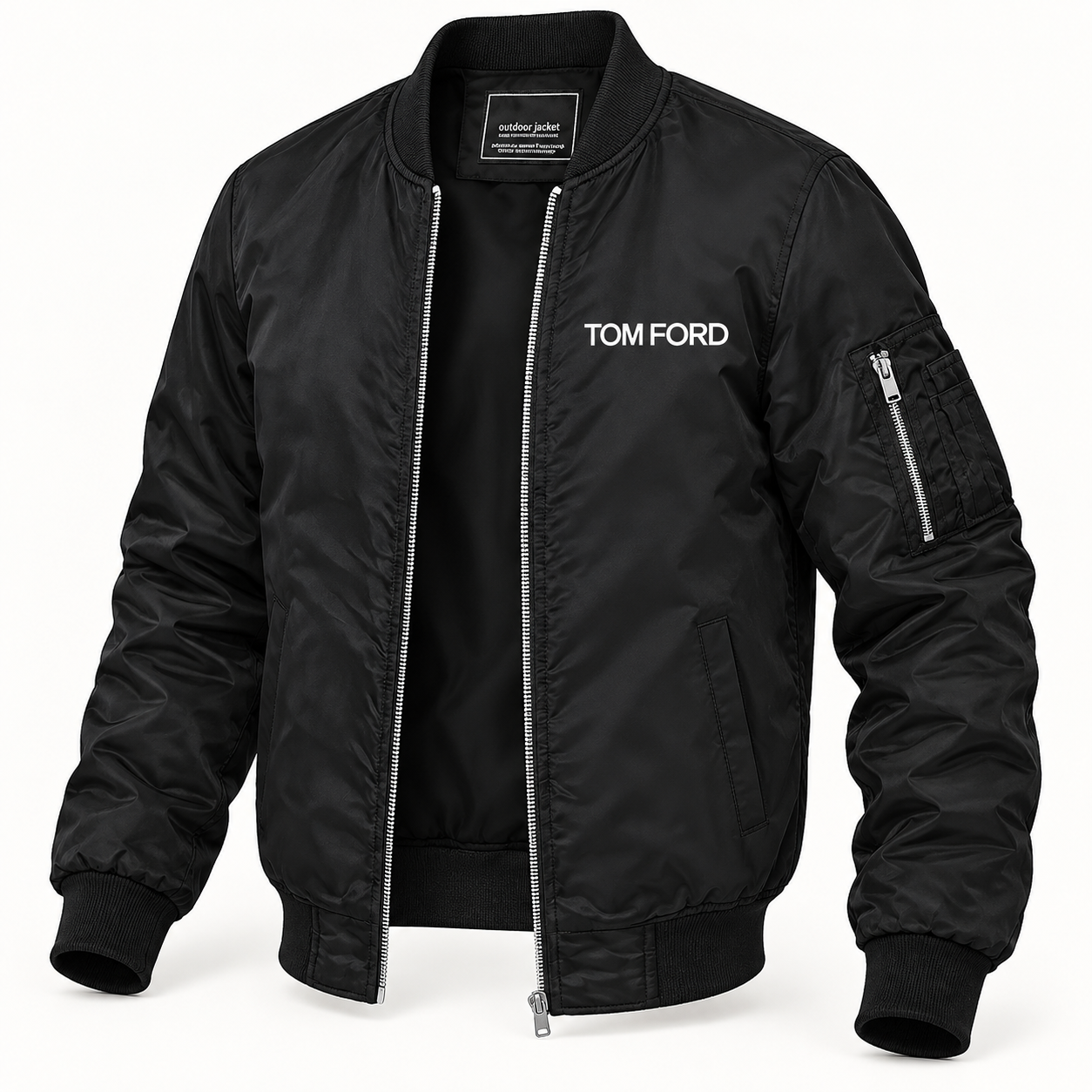 Men's Tom Ford Lightweight Bomber Jacket | Color: Black | Image 4