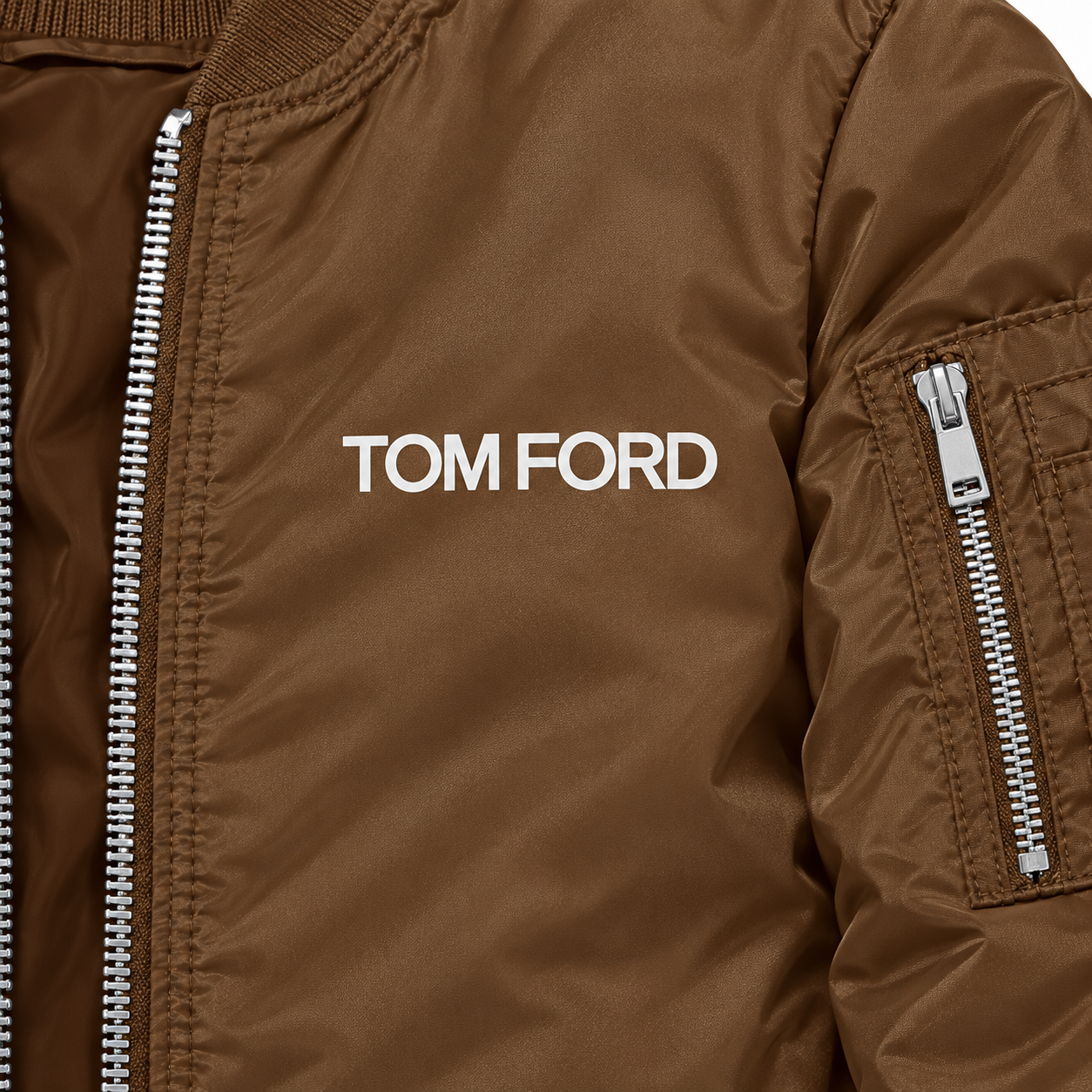 Men's Tom Ford Lightweight Bomber Jacket | Color: Brown | Image 2