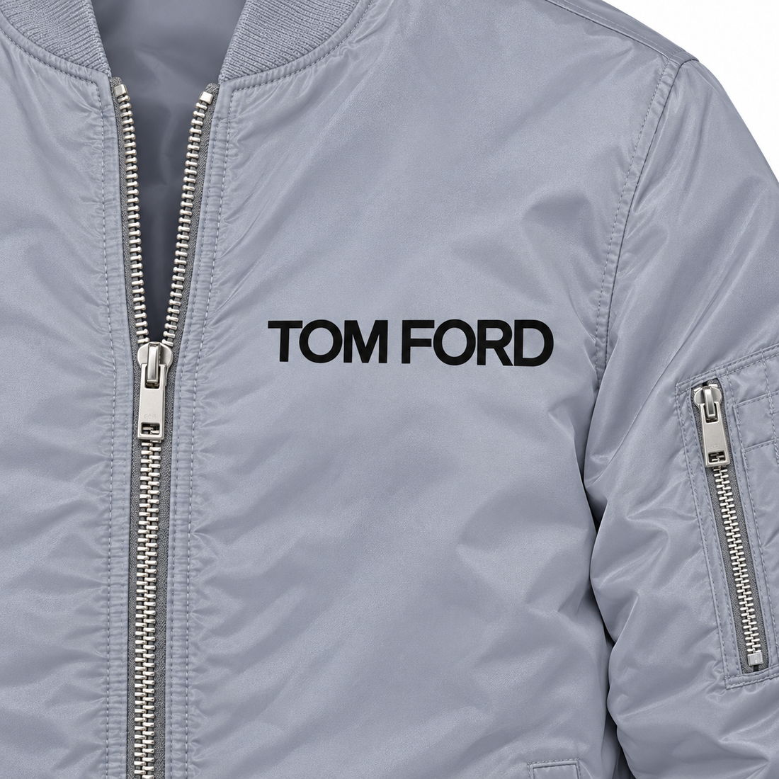 Men's Tom Ford Lightweight Bomber Jacket | Color: Grey | Image 2