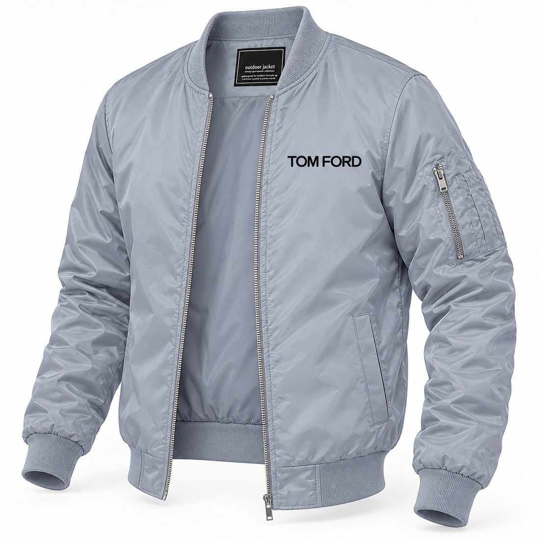 Men's Tom Ford Lightweight Bomber Jacket | Color: Grey | Image 4
