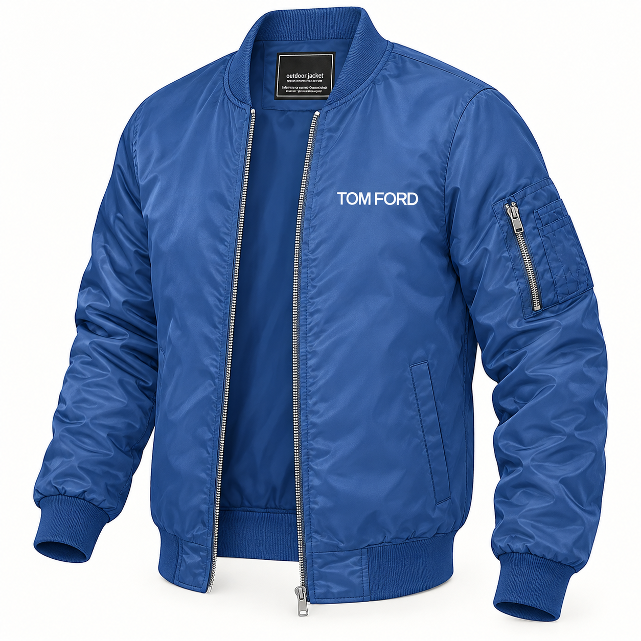 Men's Tom Ford Lightweight Bomber Jacket | Color: Royal Blue | Image 4