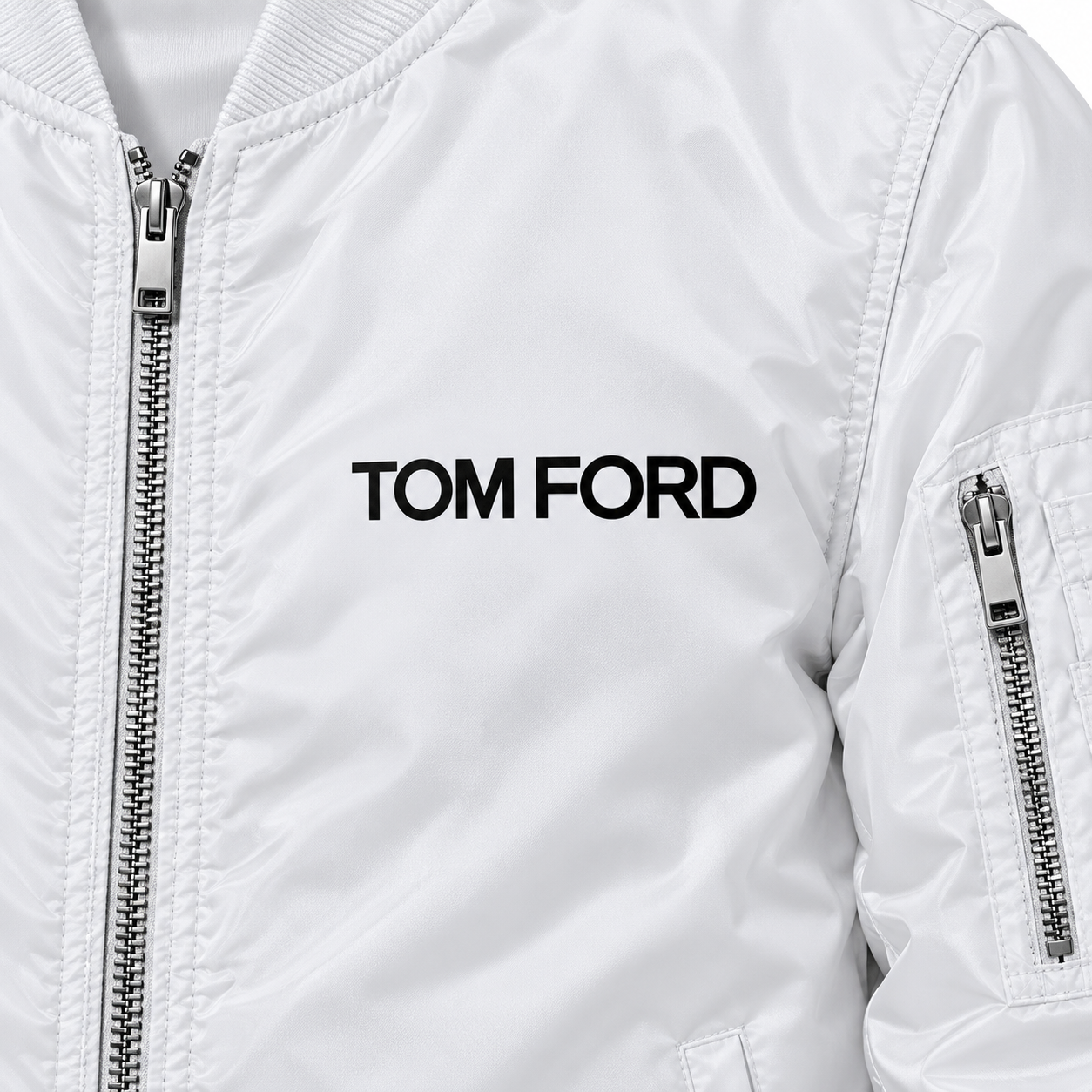 Men's Tom Ford Lightweight Bomber Jacket | Color: White | Image 2