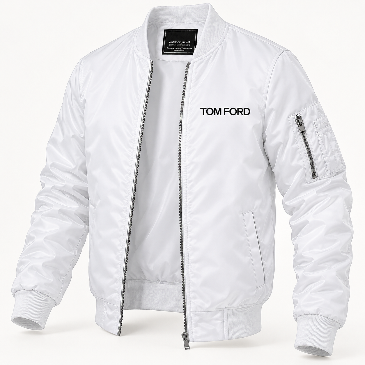 Men's Tom Ford Lightweight Bomber Jacket | Color: White | Image 4