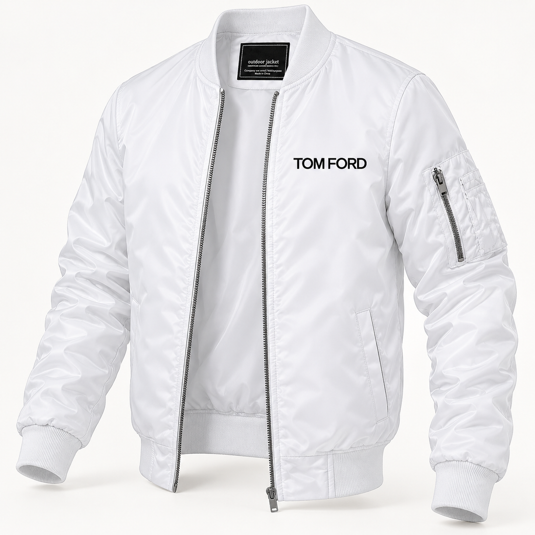 Men's Tom Ford Lightweight Bomber Jacket | Color: White | Image 4