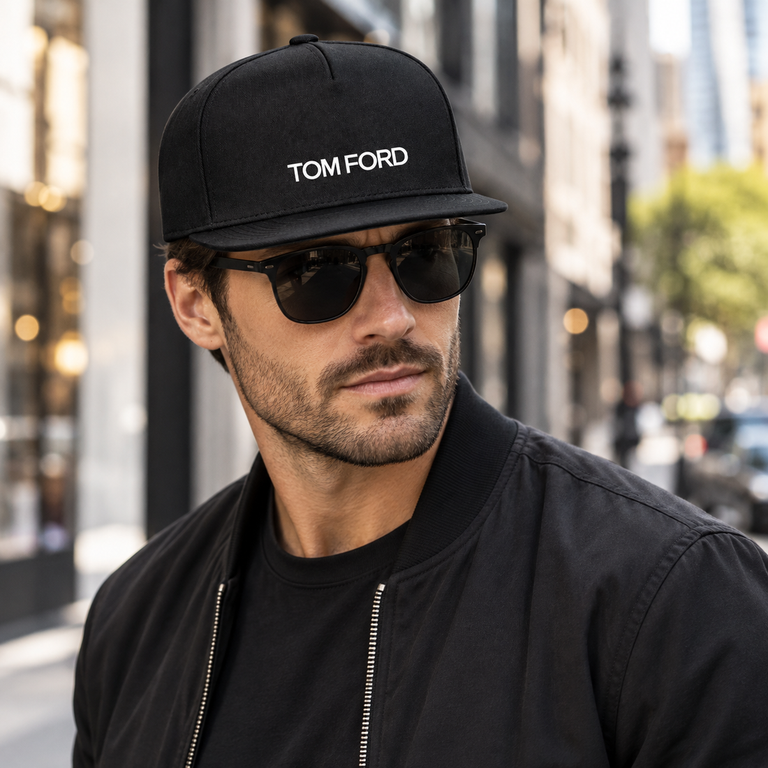 Tom Ford Snapback Hat | Color: Black | View 1