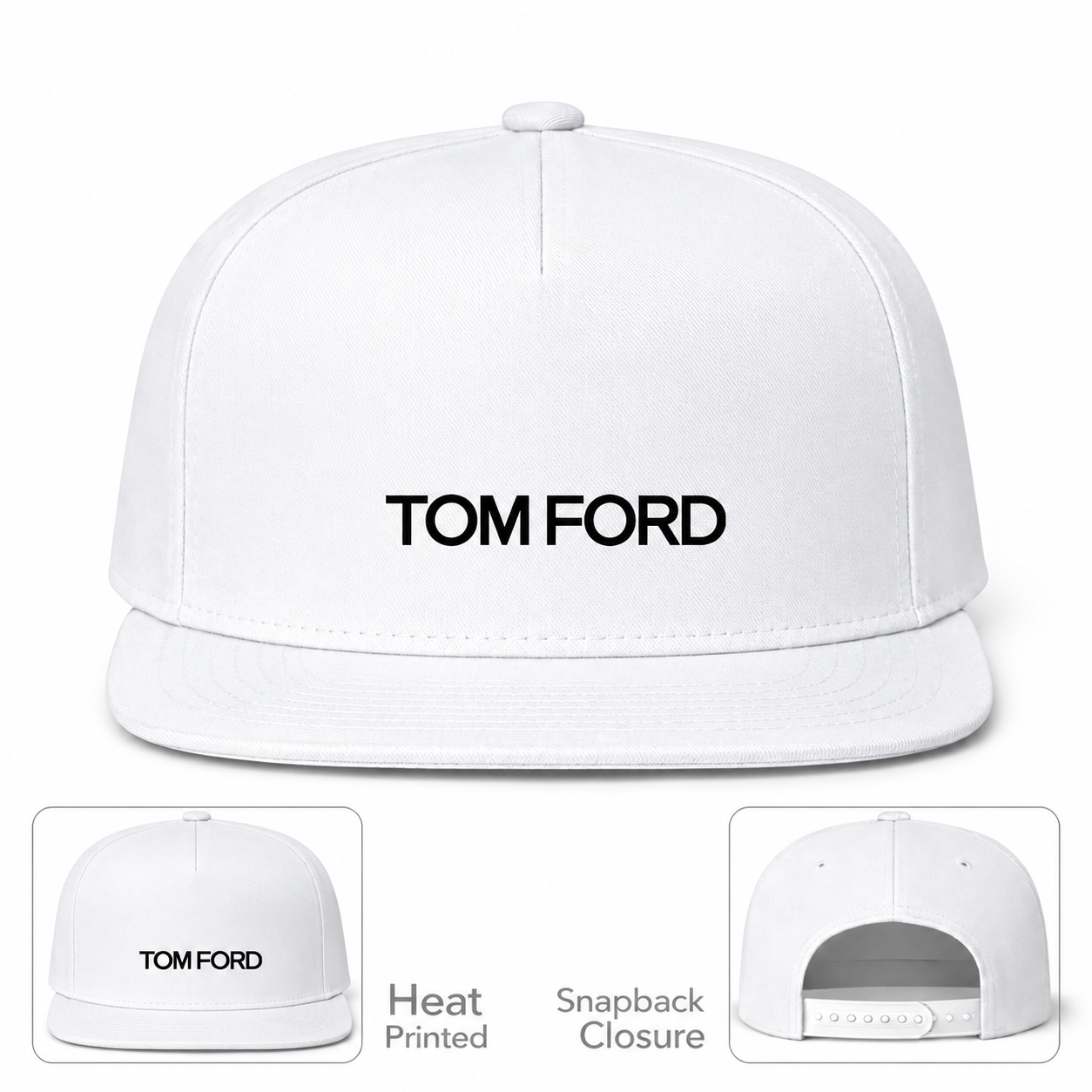 Tom Ford Snapback Hat | Color: White | Main