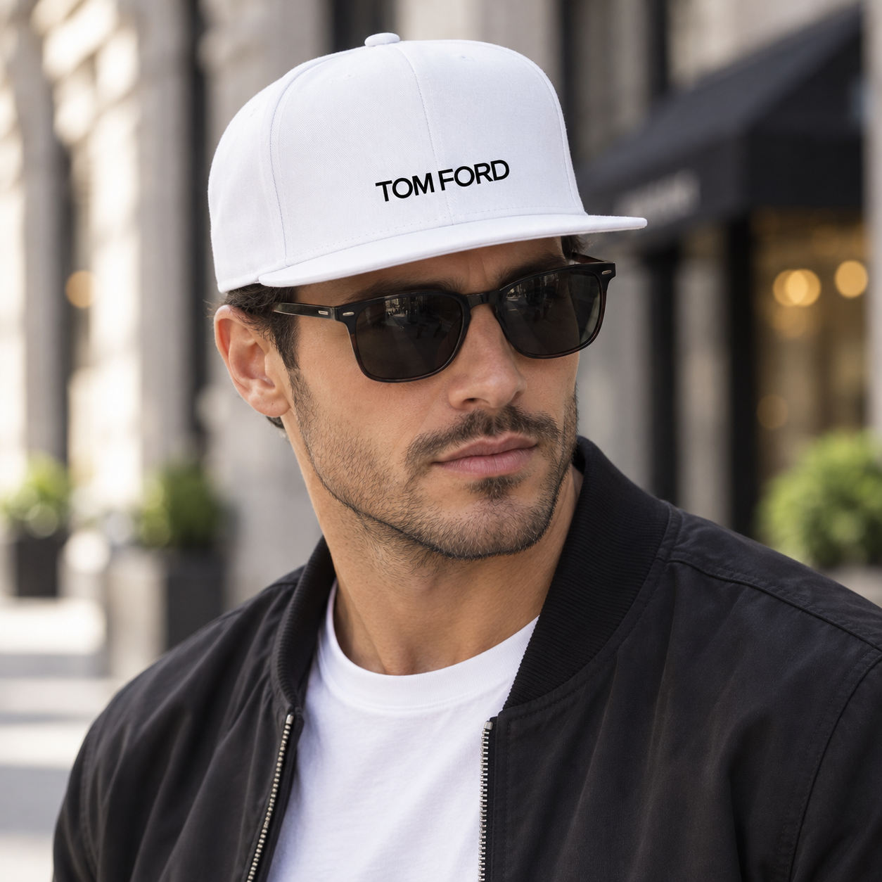Tom Ford Snapback Hat | Color: White | View 1