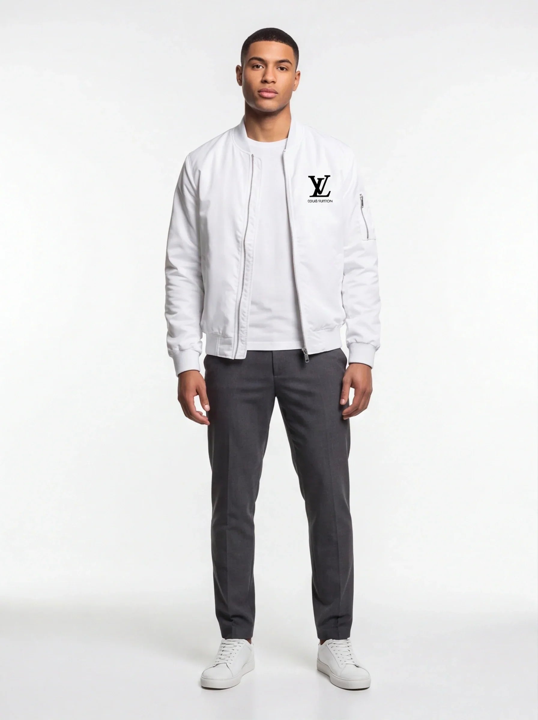 Men's Louis Vuitton Lightweight Bomber Jacket Windbreaker Softshell Varsity Jacket Coat