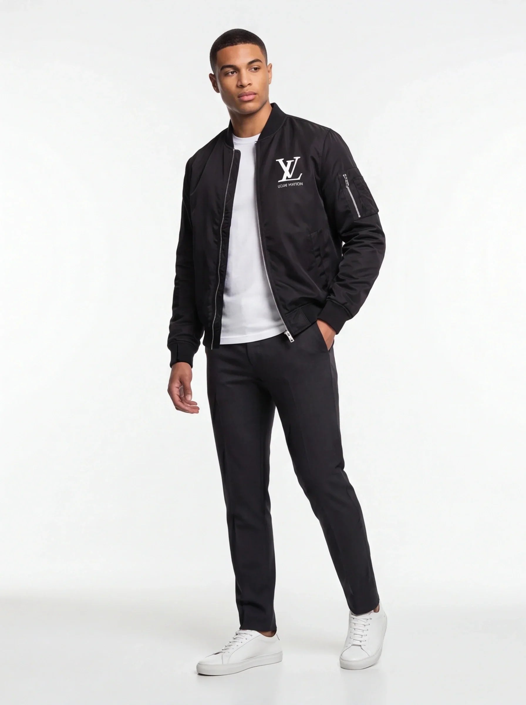 Men's Louis Vuitton Lightweight Bomber Jacket Windbreaker Softshell Varsity Jacket Coat