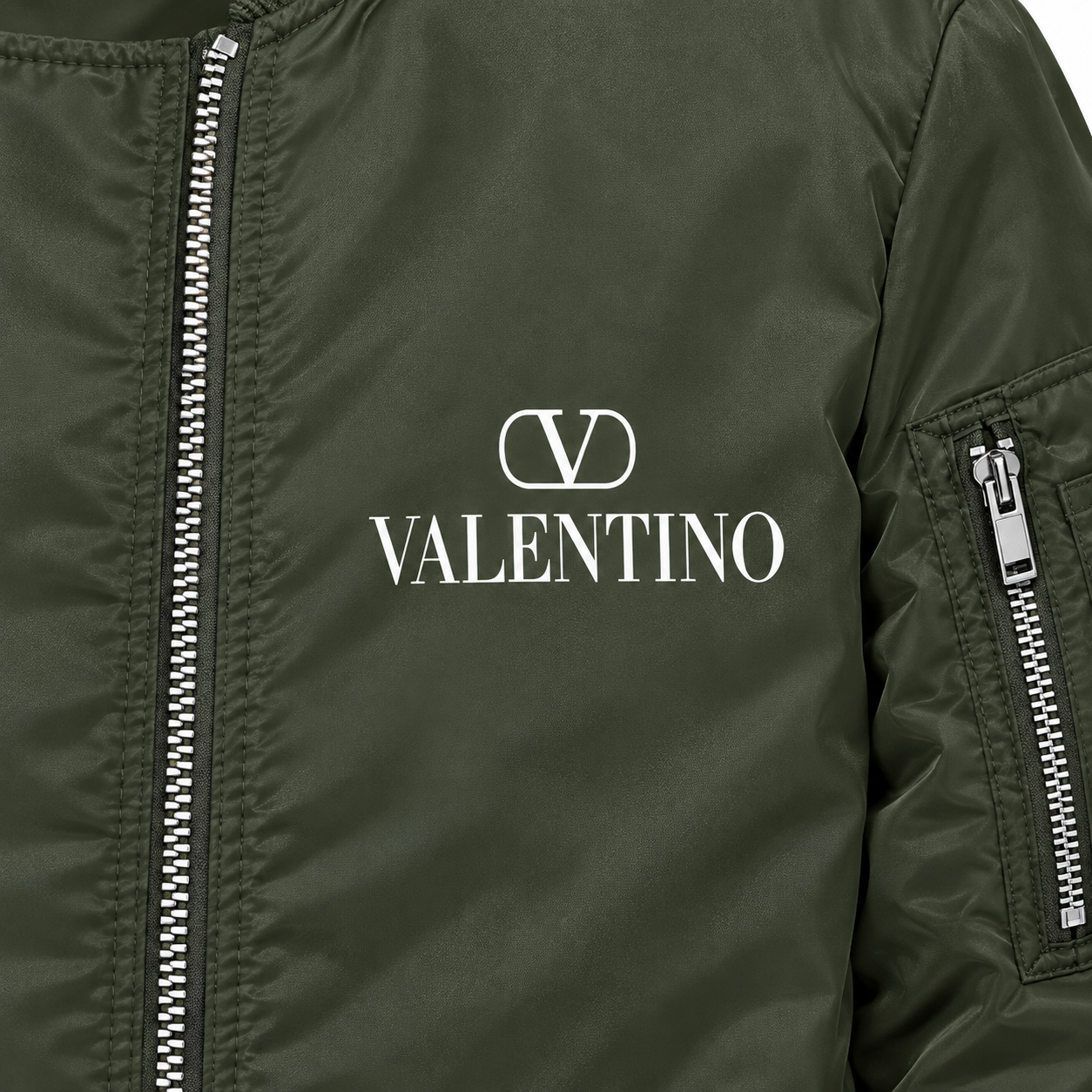 Men's Valentino Lightweight Bomber Jacket | Color: Army Green | Image 2