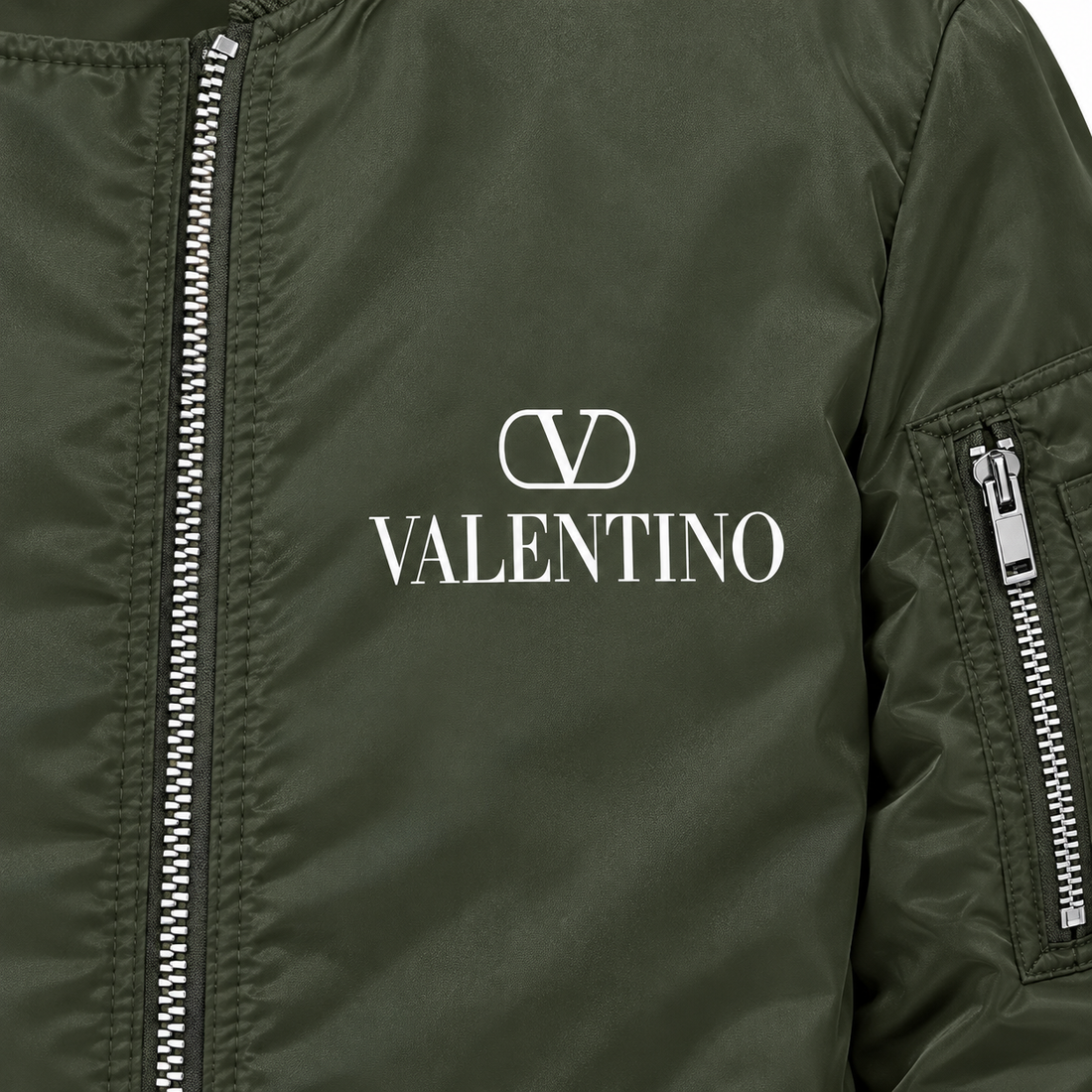 Men's Valentino Lightweight Bomber Jacket | Color: Army Green | Image 2