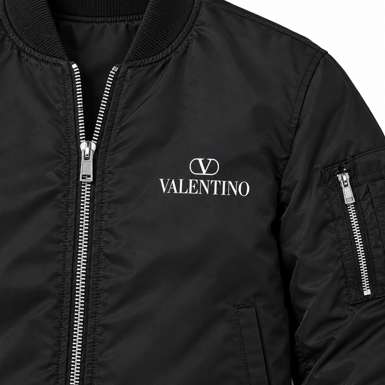 Men's Valentino Lightweight Bomber Jacket | Color: Black | Image 2