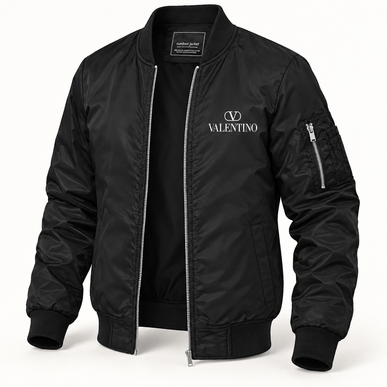 Men's Valentino Lightweight Bomber Jacket | Color: Black | Image 4