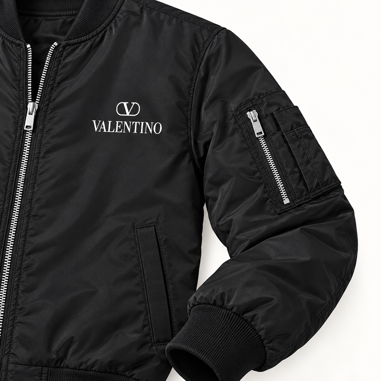 Men's Valentino Lightweight Bomber Jacket | Color: Black | Image 5