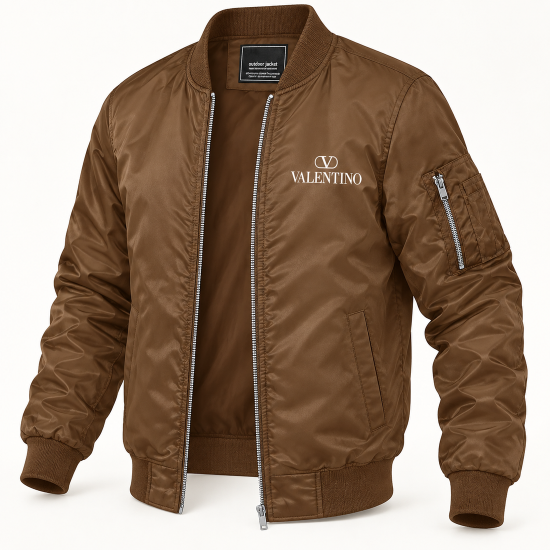 Men's Valentino Lightweight Bomber Jacket | Color: Brown | Image 4